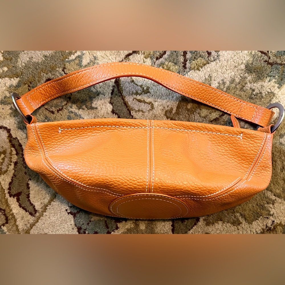 Orange Hobo Shoulder bag Zipper closure Silver Hardware Small